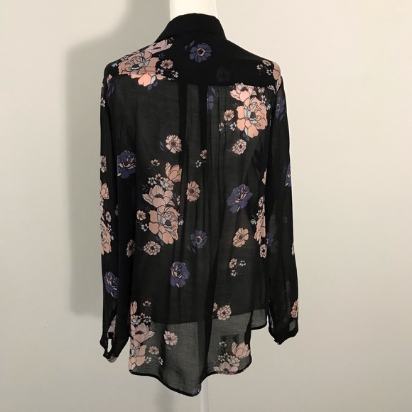Anthropologie Cloth & Stone Floral Blouse Shirt 4 - Picture 3 of 8